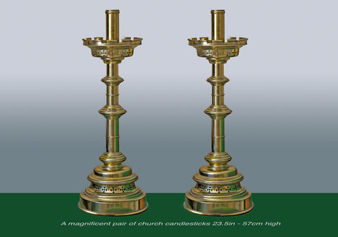 A Magnificent pair of Church Candlesticks SOLD
